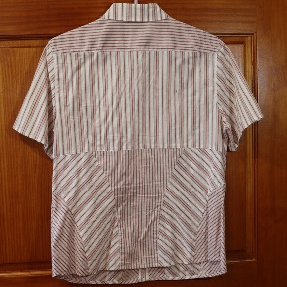 Olsen Europe Red White Striped Button Down Blouse Shirt Cotton Blend Size 12 - Picture 6 of 11